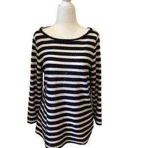 Talbots striped sequin top size M